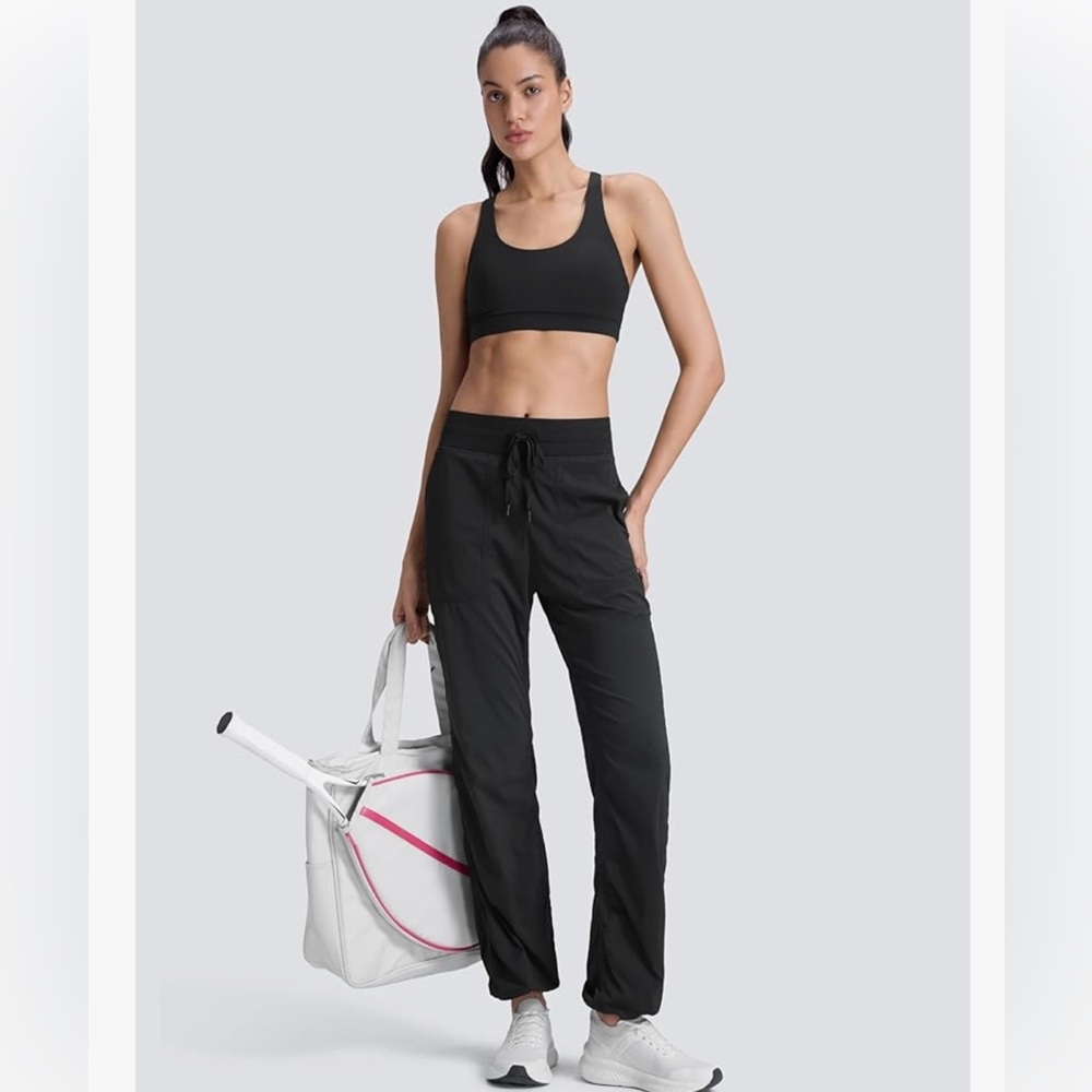 CRZ YOGA Lightweight Straight Black workout Pants w/ Pockets